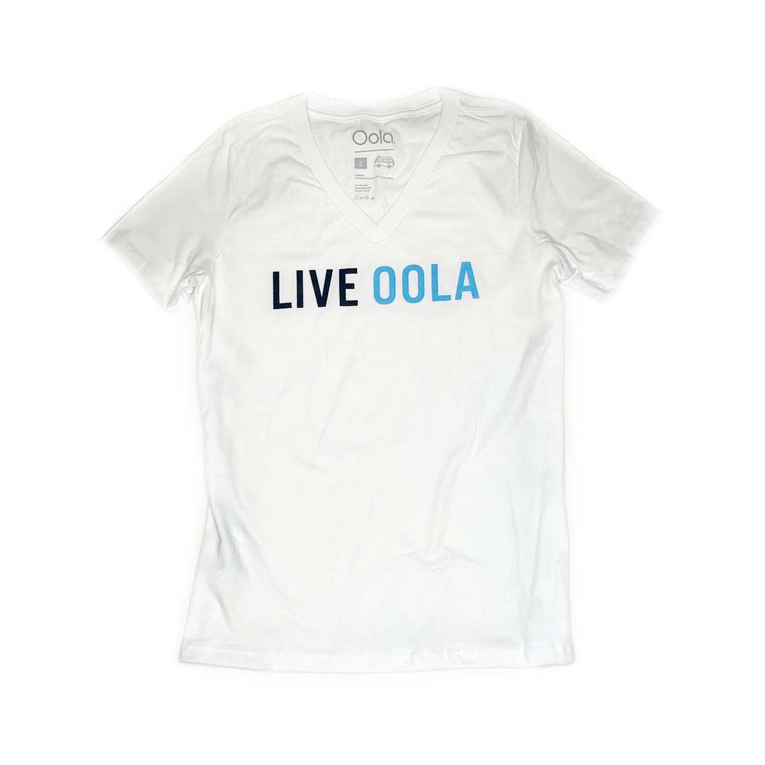 Womens Live Oola V-neck: White